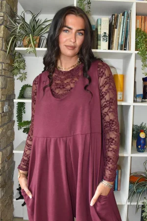 Lace Body Skim Top Aubergine